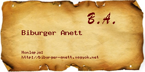 Biburger Anett névjegykártya