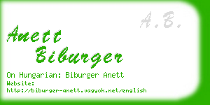 anett biburger business card